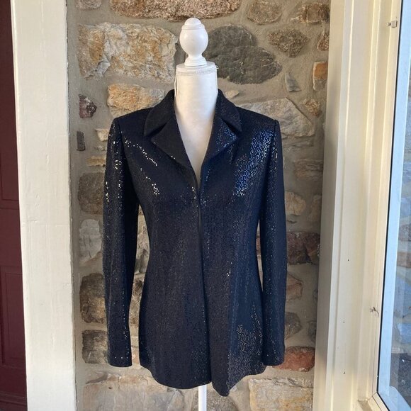 NWT Vintage ST. JOHN EVENING Santana Paillette Sequin Blazer Suit Jacket $1995 - Picture 1 of 12